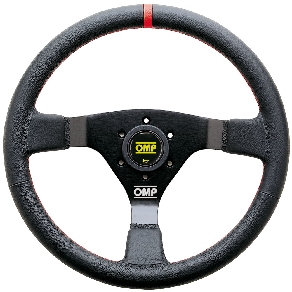 OMP 350mm WRC Steering Wheel - Black Leather With Red Stitching (OD ...