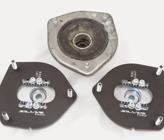 Silver Project Adjustable Top Mount Camber Plates MINI R55-R61