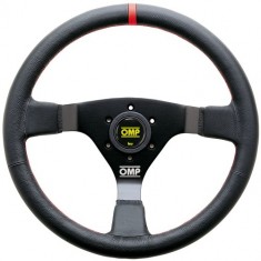 OMP 350mm WRC Steering Wheel - Black Leather with Red Stitching